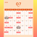 7月のリッジパークオープン日・練習会日程です